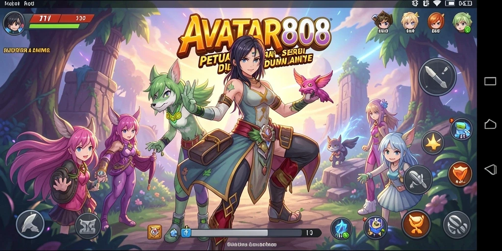 Tangkapan layar dari gameplay AVATAR808 yang penuh warna dan dinamis.
