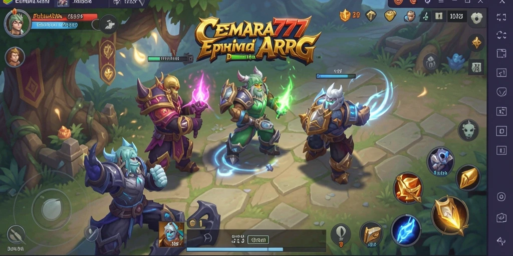 Screenshot menampilkan karakter heroik dalam pertempuran seru di CEMARA777.