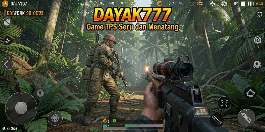 Tangkapan layar utama DAYAK777 menunjukkan gameplay mendebarkan dalam pertempuran TPS.