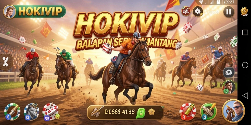 Tangkapan layar gameplay <strong>HOKIVIP</strong> menampilkan aksi balapan yang mendebarkan.