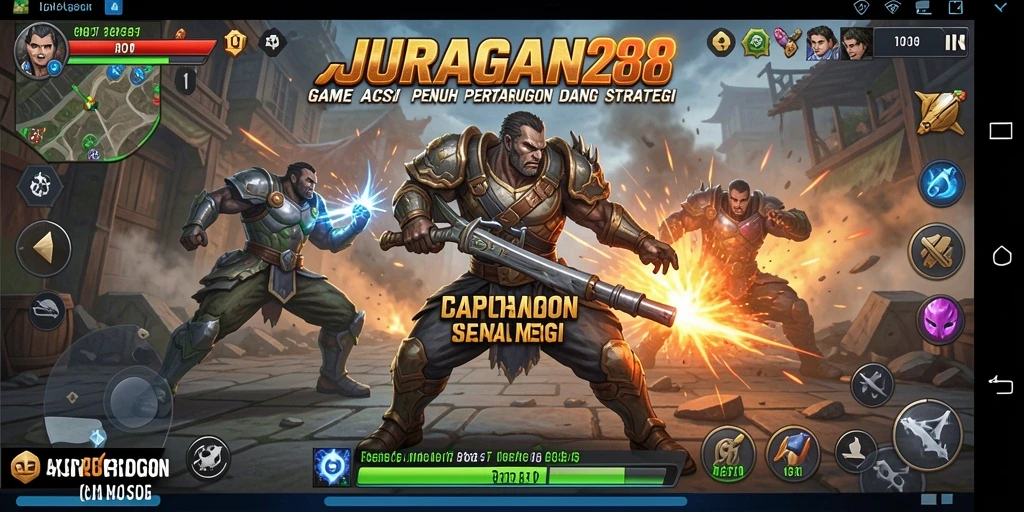 Tampilan gameplay seru di JURAGAN28 dengan pertarungan yang intens.