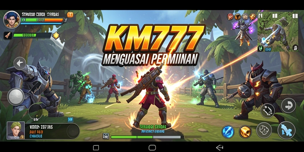 Screenshot utama KM777 menampilkan aksi strategi yang mendebarkan.