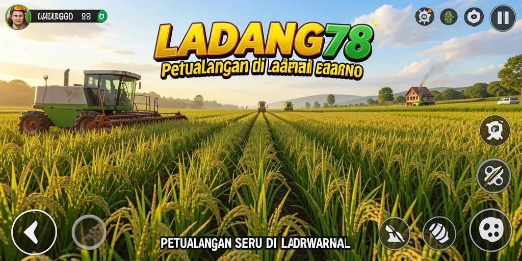 Screenshot permainan <strong>LADANG78</strong> yang menampilkan ladang yang cerah dan penuh warna.