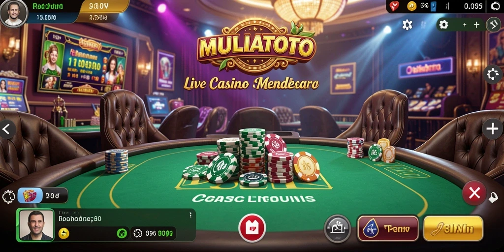Screenshot gameplay MULIATOTO menampilkan dealer langsung dan interaksi nyata di kasino.