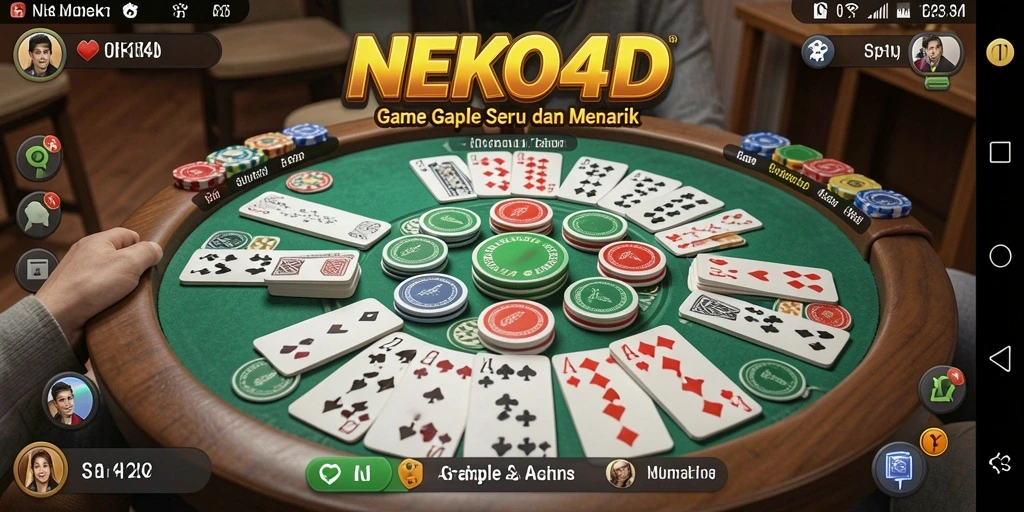 Tampilan utama gameplay NEKO4D dengan kartu Gaple yang seru.