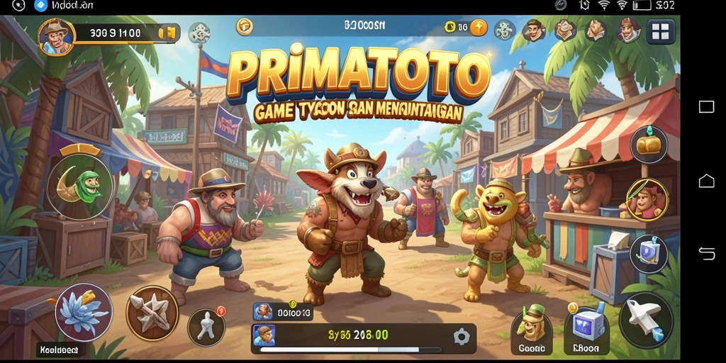 Screenshot PRIMATOTO menunjukkan gameplay Tycoon yang menarik dan mendebarkan.