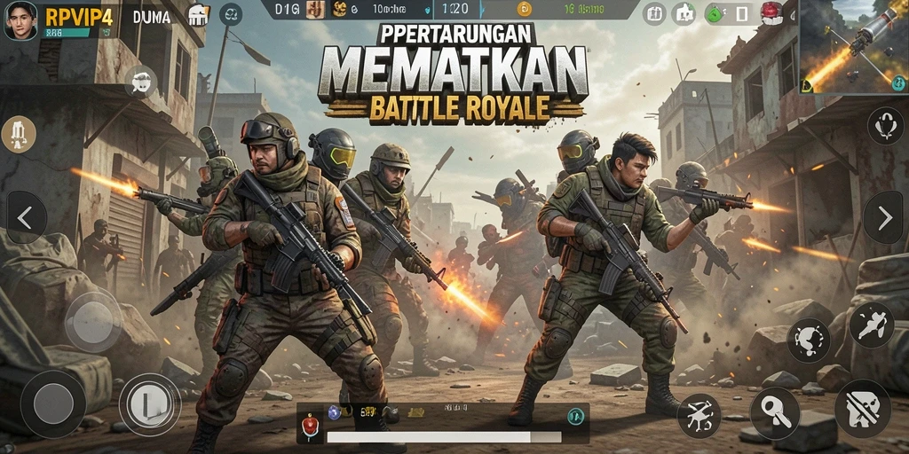 Screenshot RPVIP4 menggambarkan serunya pertempuran Battle Royale.