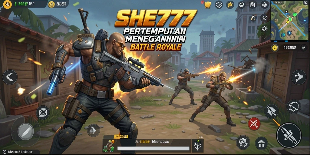 Tangkapan layar gameplay intens pertempuran Battle Royale.