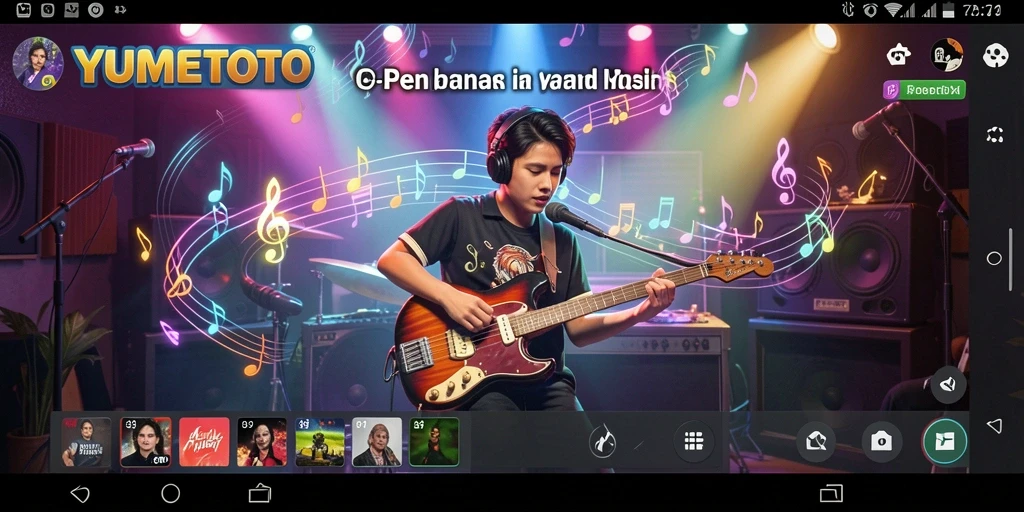 Tangkapan layar gameplay YUMETOTO dengan musik yang menghibur.