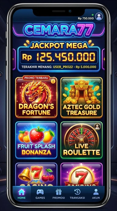 Tampilan utama aplikasi cemara77 yang intuitif dan mudah digunakan.